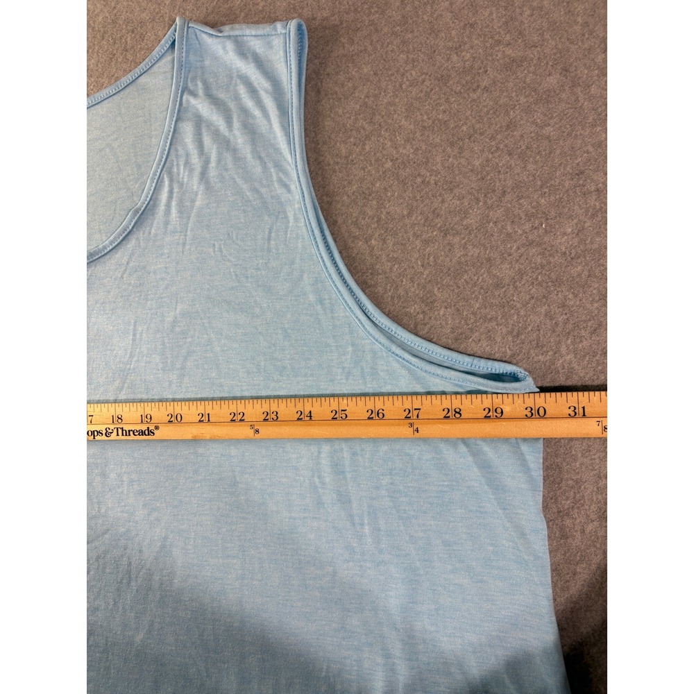 Light Blue Heathered Henley Tank Top Sleeveless Scoop Neck‎ Plus Size